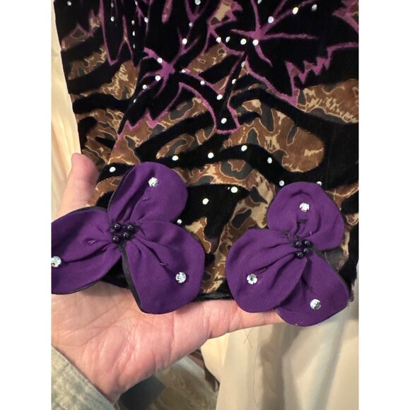 Vintage Sabella Mikesell Palm Beach 2X Silk Purple/Black Button Up Top 22W - Picture 3 of 6